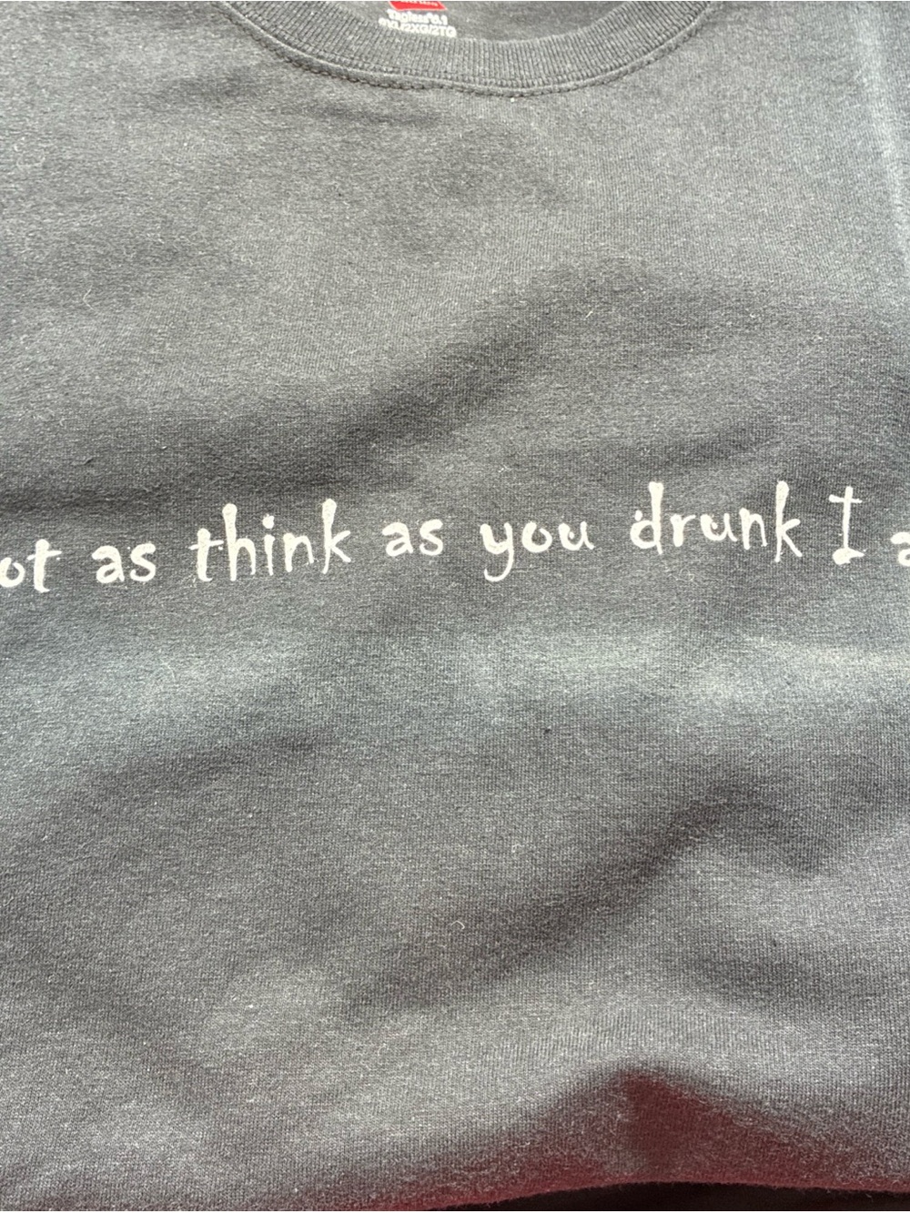 Hanes Black Short Sleeve Tee with White Script